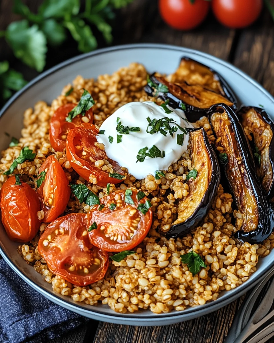 Bulgur with Tomatoes, Eggplant, and Yogurt