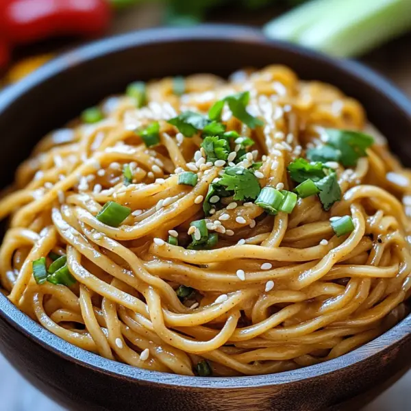 Chinesische Nudeln mit Erdnusssauce
