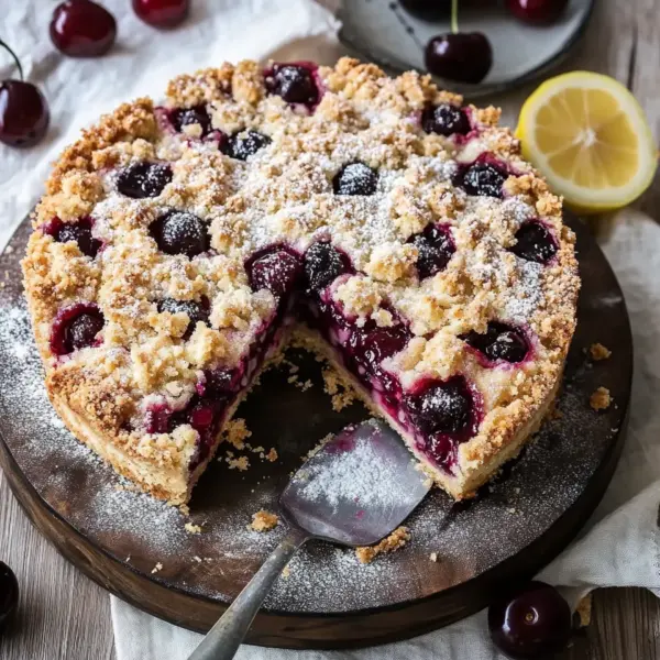 Einfacher und schneller Kirsch-Streusel-Kuchen