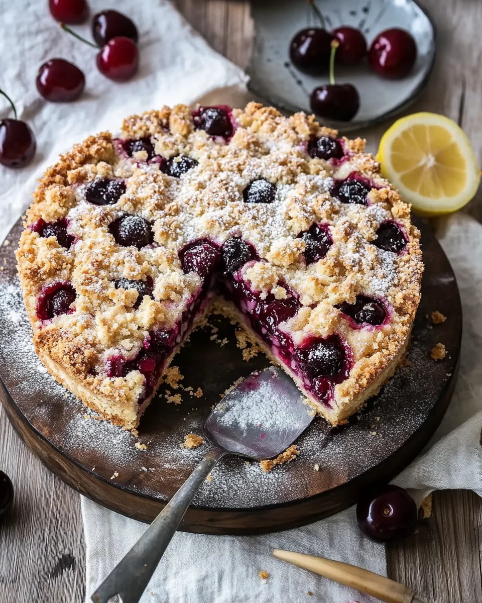 Einfacher und schneller Kirsch-Streusel-Kuchen