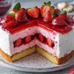 Erdbeertorte mit Biskuit und Quark