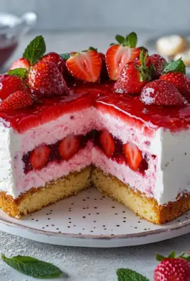 Erdbeertorte mit Biskuit und Quark