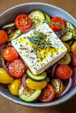 Gebackener Feta auf mediterranem Gemüse (Low Carb)