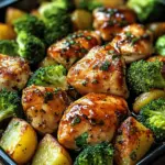 Honey-Garlic Chicken with Broccoli and Potatoes