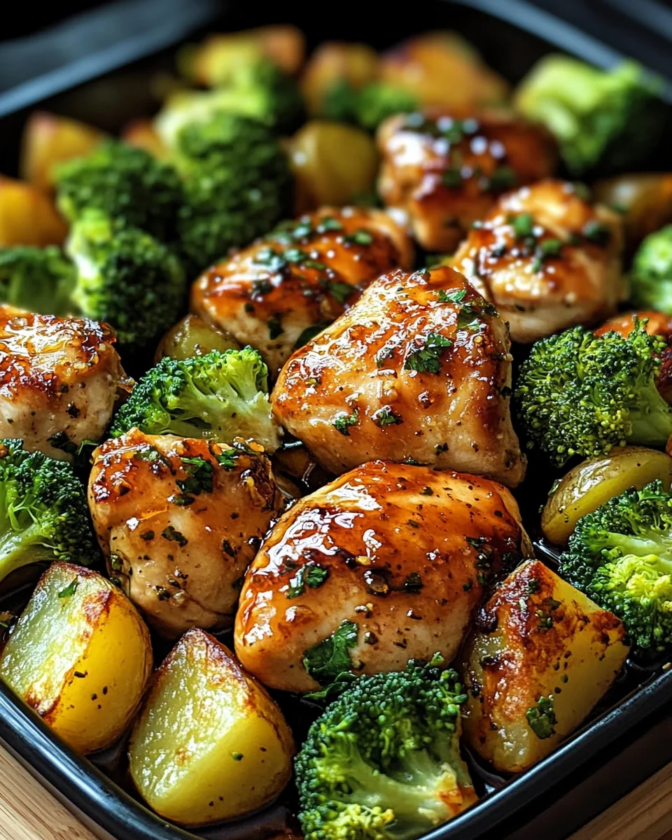 Honey-Garlic Chicken with Broccoli and Potatoes