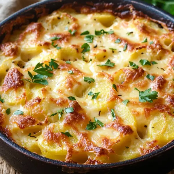 Hüttenkäse Kartoffelrösti Auflauf
