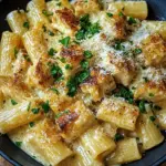 Knoblauchbutter-H&auml;hnchen mit Rigatoni und Parmesan