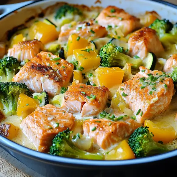 Lachsauflauf mit Gemüse