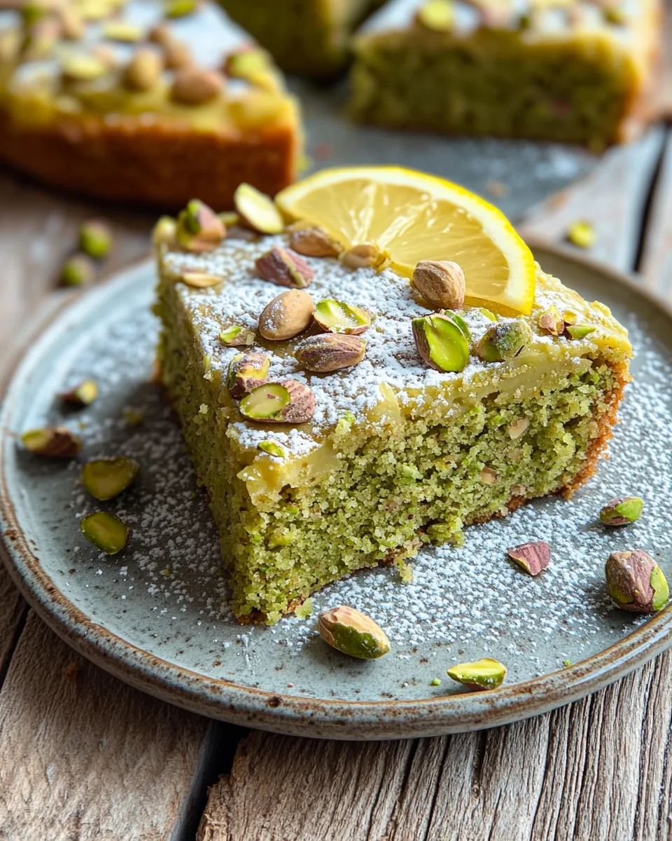 Pistazienkuchen mit Zitrone und Mandeln