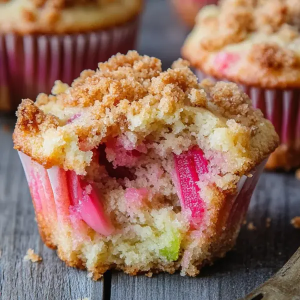 Rhabarber-Muffins mit Vanillestreuseln