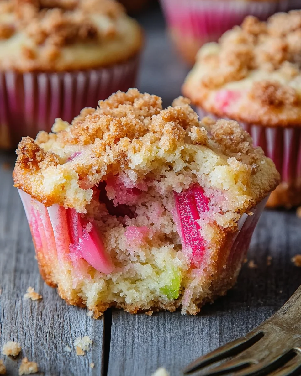 Rhabarber-Muffins mit Vanillestreuseln