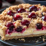 Saftiger K&auml;sekuchen mit Kirschen und Streuseln