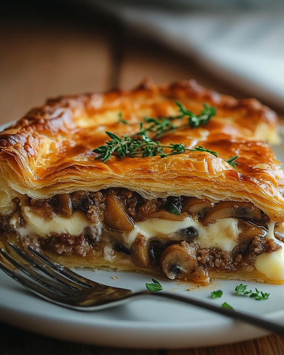 Torte mit Pilzen, Hackfleisch und K&auml;se