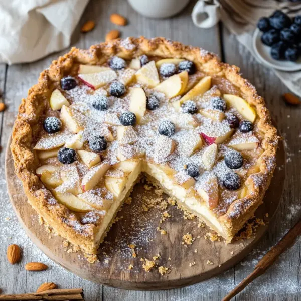 Würziger Bratapfel-Käsekuchen mit Zimtstreuseln