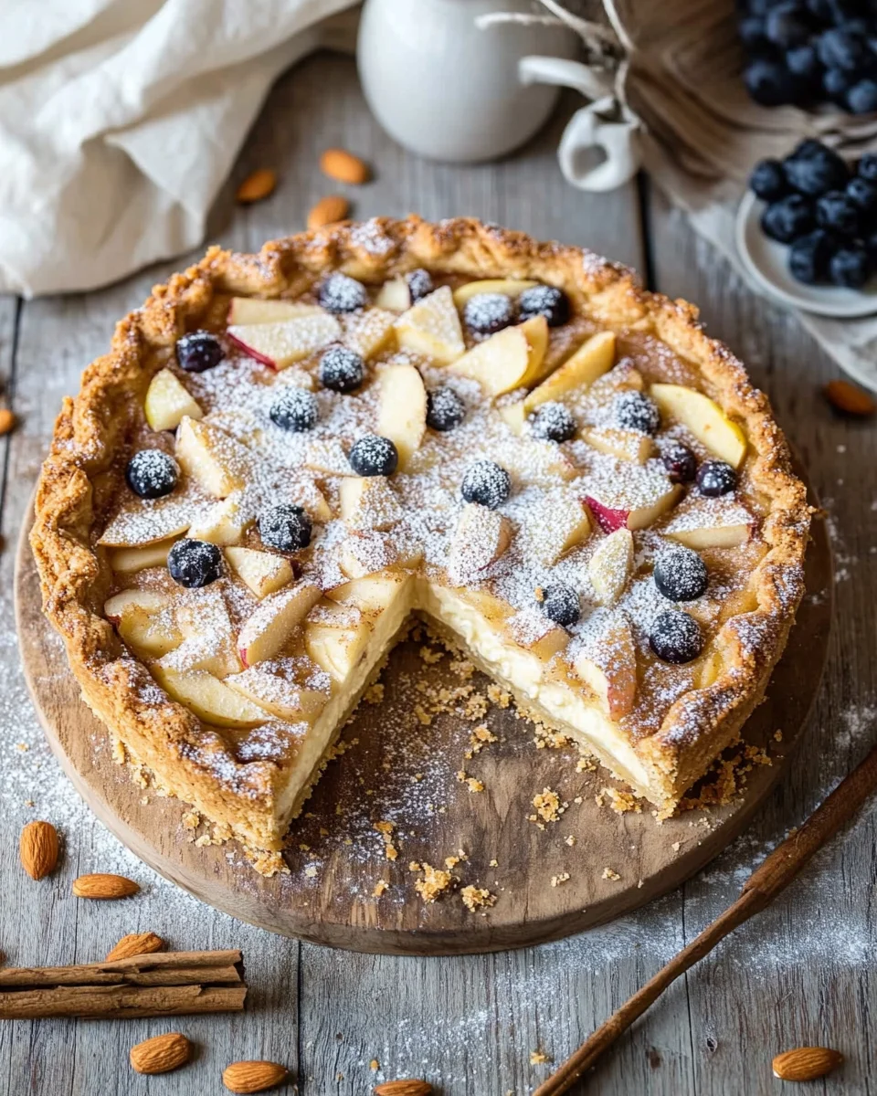 W&uuml;rziger Bratapfel-K&auml;sekuchen mit Zimtstreuseln