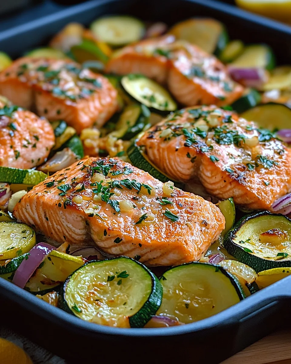 Zucchinipfanne mit Lachs