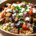 Auberginen-Reispfanne mit Feta