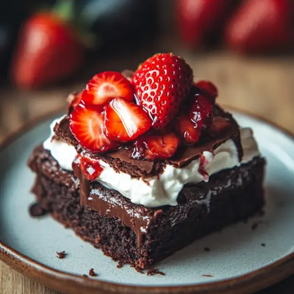 Brownie mit Mascarpone und Erdbeeren