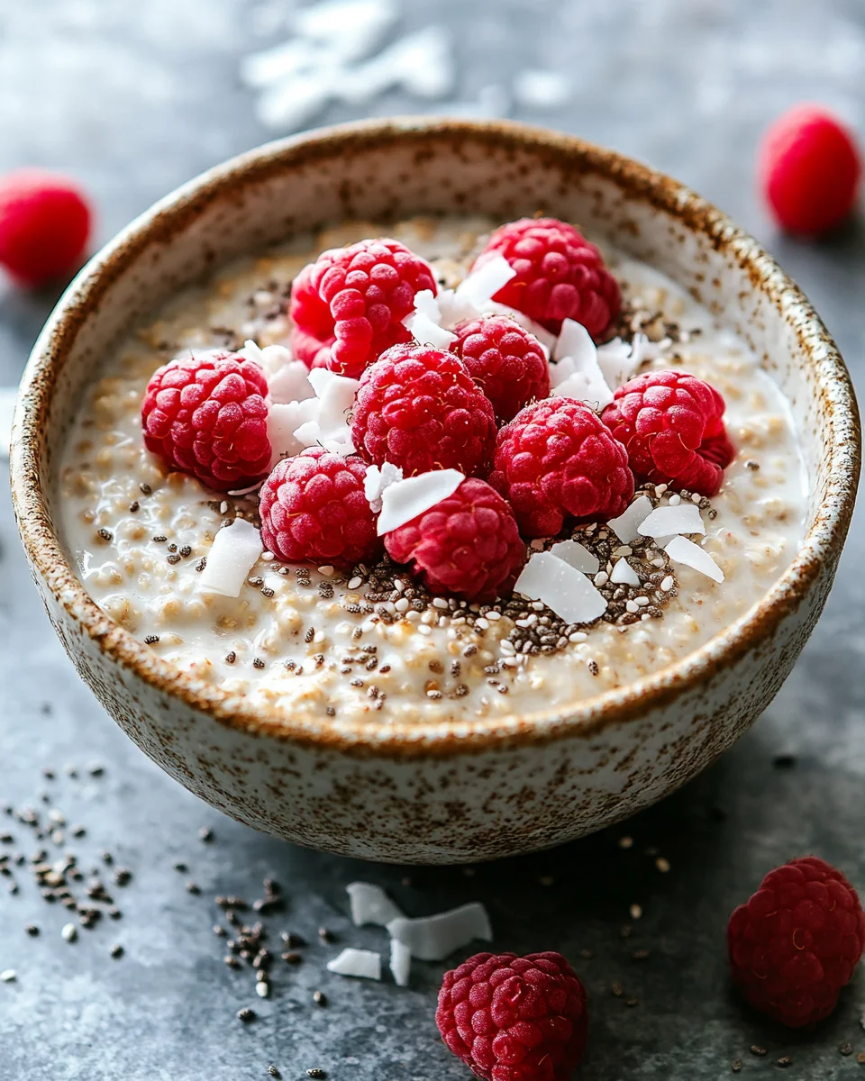 Chia Overnight Oats mit Himbeeren