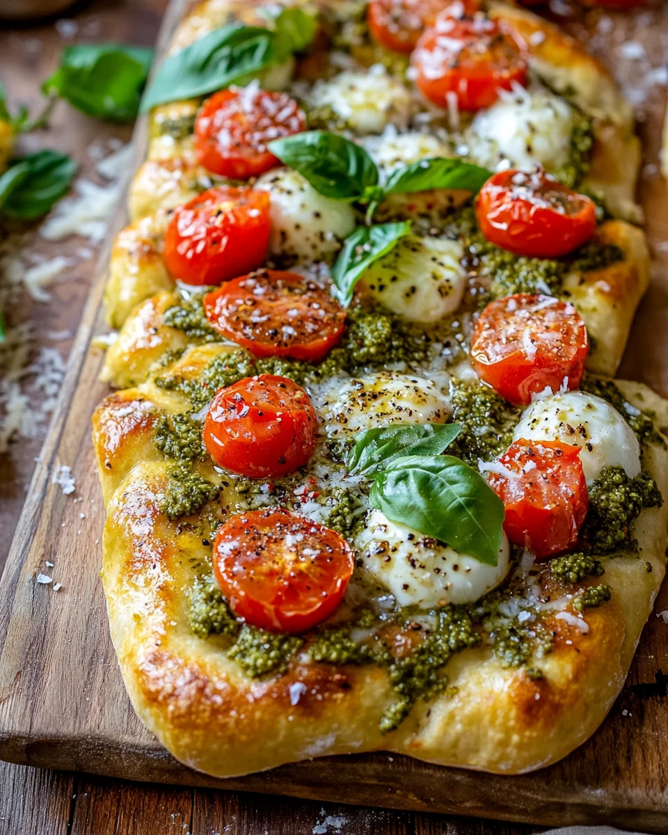 Die beste Focaccia mit Pesto und Tomaten