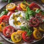 Italienischer Burrata-Caprese-Salat aus Heirloom-Tomaten