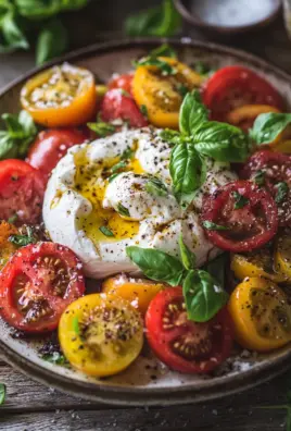 Italienischer Burrata-Caprese-Salat aus Heirloom-Tomaten 21 Italienischer Burrata-Caprese-Salat aus Heirloom-Tomaten