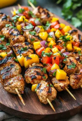 Karibische Hähnchenspieße mit Mango-Salsa