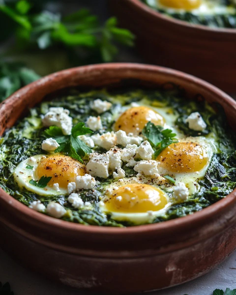 Low Carb Spinat-Auflauf mit Feta und Ei