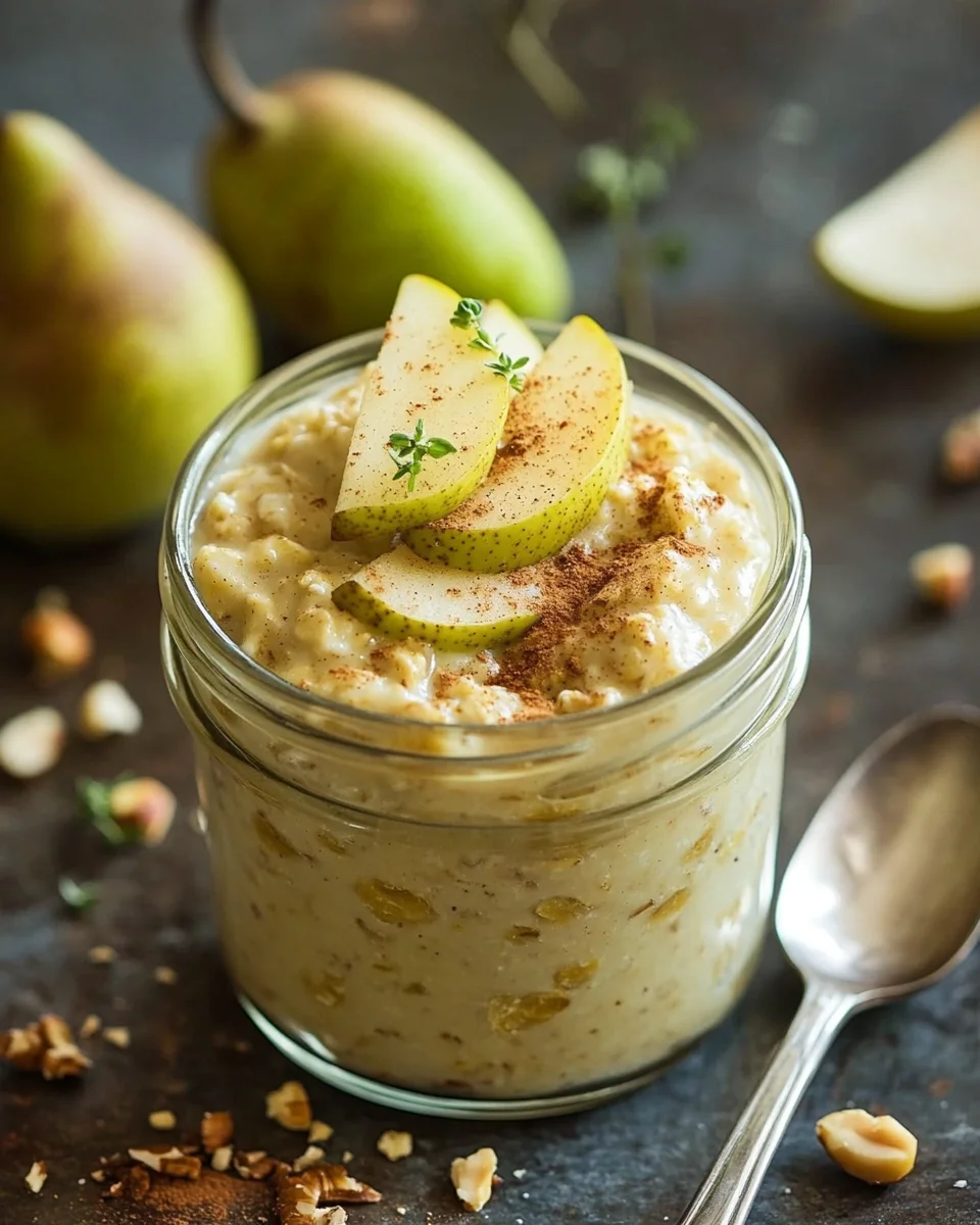Overnight Oats with Cinnamon and Pear