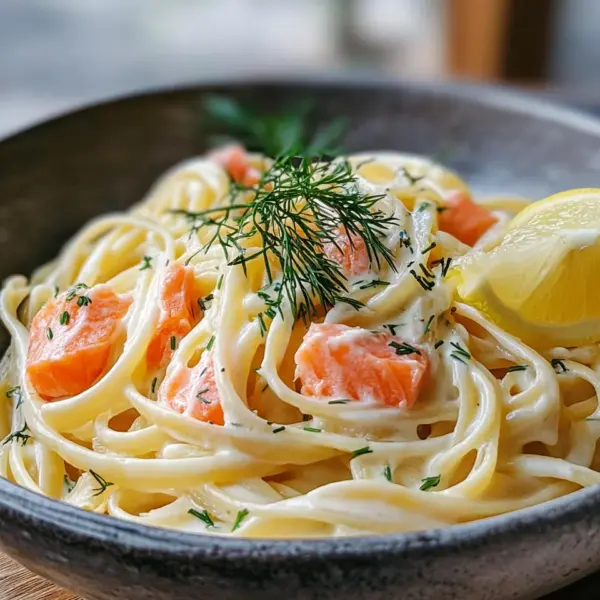 Pasta mit Lachs und Sahnesoße
