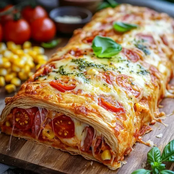 Pizza-Strudel aus fertigem Pizzateig