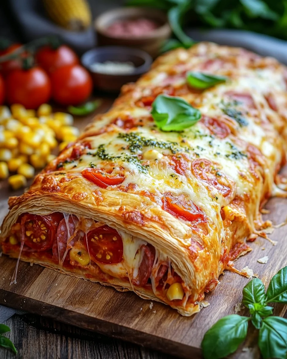 Pizza-Strudel aus fertigem Pizzateig