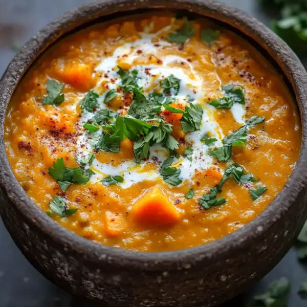 Rote Linsensuppe mit Süßkartoffeln