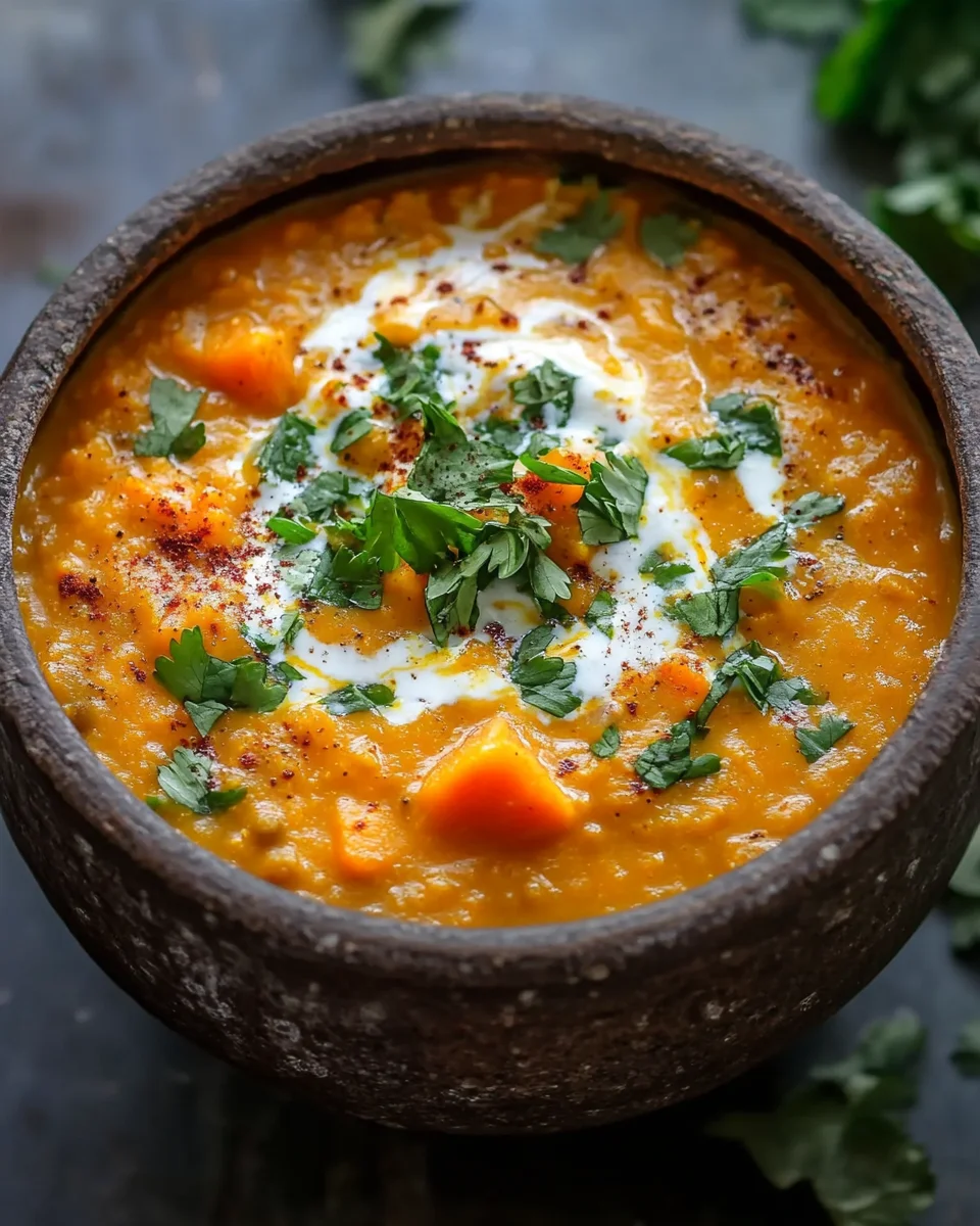 Rote Linsensuppe mit S&uuml;&szlig;kartoffeln
