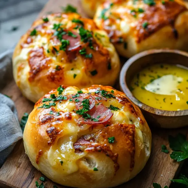Speck & Käse Brötchen mit Knoblauchbutter