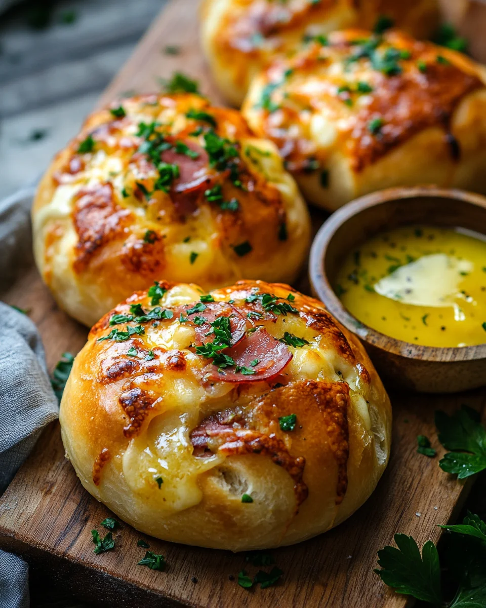 Speck & Käse Brötchen mit Knoblauchbutter