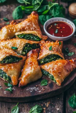Vegane Kartoffeltaschen mit Spinat-Frischkäse-Füllung