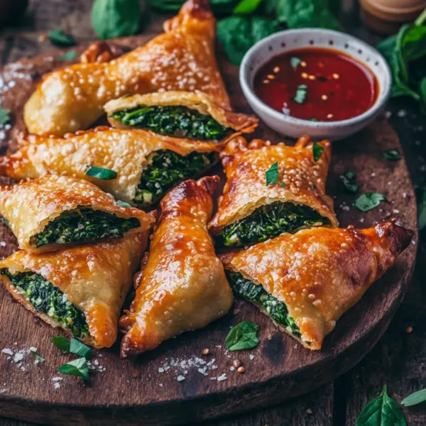 Vegane Kartoffeltaschen mit Spinat-Frischkäse-Füllung