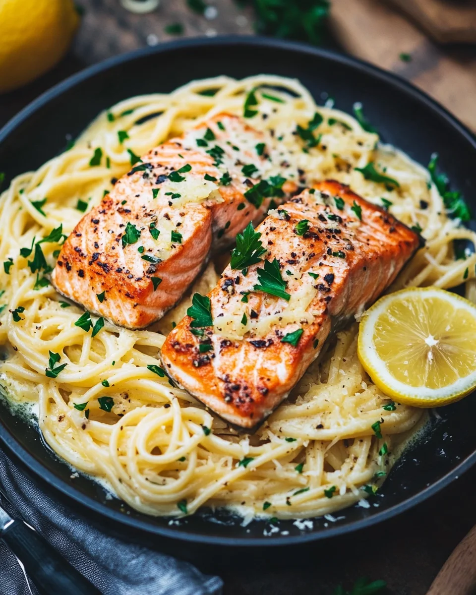 Zitronen Lachs Pasta